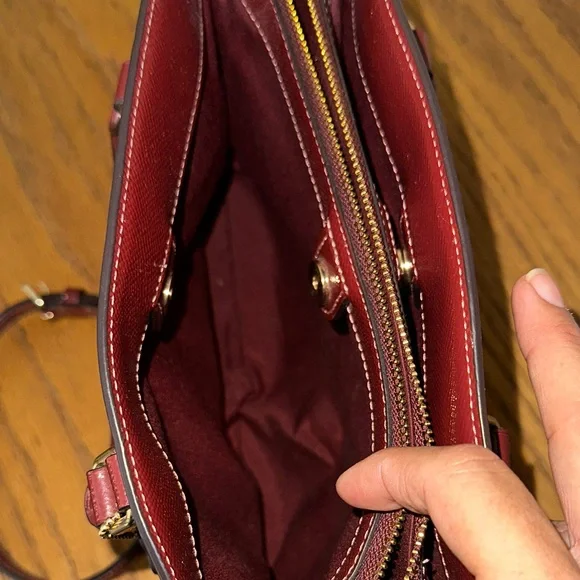 Coach Dark Brown and Burgundy Satchel - Picture 4 of 11